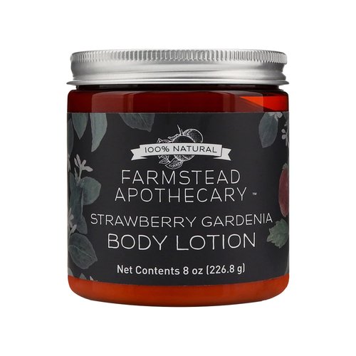 Farmstead Apothecary 100% Natural Body Lotion with Organic Safflower Oil, Organic Sunflower Oil & Organic Vitamin E Oil, 8 Oz (Strawberry Gardenia)