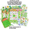 Animal Bingo Game for Kids Toddler Adults Family, Animal Bingo Cards Letter Recognition Jungle Safari Party Game with 24 Players & 40Pcs Punny Stickers for Party Favors Kindergarten Activity Supplies