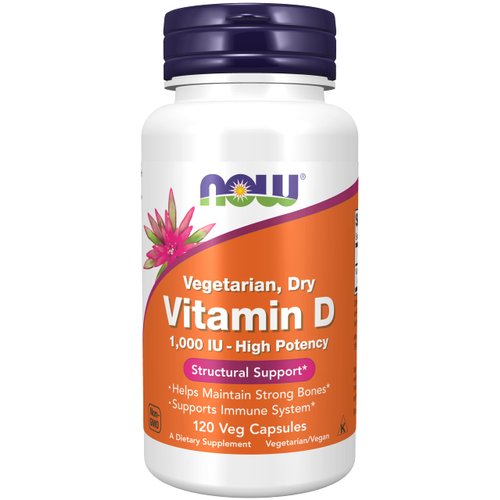 NOW Foods Vitamin D-2 1000 IU High Potency - 120 Vegcaps, Pack of 3