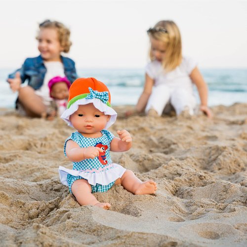 Miniland Doll Clothes for 11", 12", 13" Baby Dolls, Checked Romper, Cap, Shirt, Summer Doll Clothing, Fits American Girl, Corolle Calin, La Baby, Melissa, Baby Stella, Sweetheart