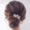 Catery Flower Bride Wedding Hair Pins Crystal Pearl Hair Set Jewelry Headpieces Bridal Decorative Hair Accessories for Women Pack of 2 (Gold)