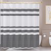 AmazerBath Shower Curtain, Washable Cloth Black Shower Curtain Sets with 12 Shower Curtain Hooks, Fabric Rustic Black and White Striped Shower Curtain, Farmhouse Bathroom Shower Curtain, 72x72 Inches