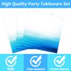 96 Pieces Ocean Sea Party Tableware Set Ocean Waves Party Supplies Sea Theme Table Decorations Under The Sea Tableware for Baby Shower Birthday Paper Plates Napkins Forks for 24 Guests