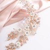 BERYUAN Bridal White Flower Gold Leaves Pearls Crystal Rhinestone Hair Comb Teardrop Crystal Rhinestone Hair piece Sliding Side Headpieces Wedding Hair Accessories for Women and Girls (gold)