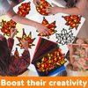 104 Pieces Fall Suncatcher Craft Autumn Leaf DIY Stained Glass Paper Kits Thanksgiving Decorations for Kids Classroom Activities Autumn Party Art