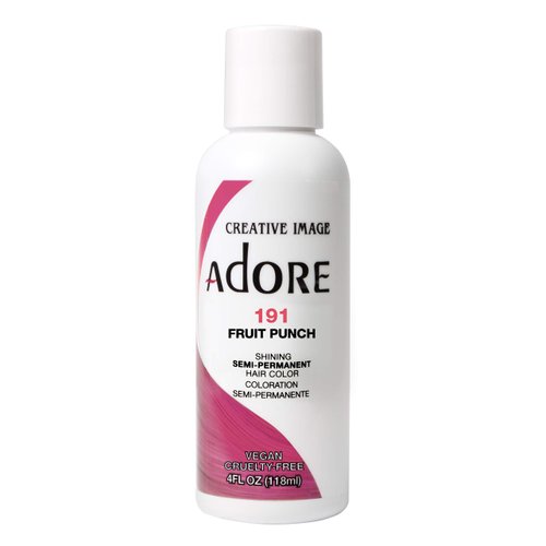 Adore Semi Permanent Hair Color - Vegan and Cruelty-Free Hair Dye - 4 Fl Oz - 191 Fruit Punch (Pack of 1)