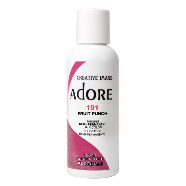 Adore Semi Permanent Hair Color - Vegan and Cruelty-Free Hair Dye - 4 Fl Oz - 191 Fruit Punch (Pack of 1)