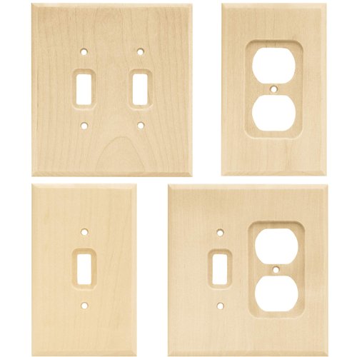 Franklin Brass Wood Square Wall Plate, Unfinished Wood Single Switch Cover Switch Cover, 1-Pack, W10393V-UN-C