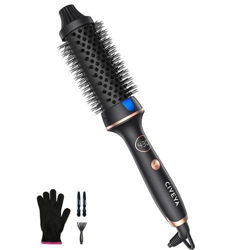 CIVEYA Thermal Brush for Blowout Look, 1 1/2 Inch Heated Round Brush Styler, Negative Ion Thermal Round Brush Curling Iron