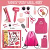 23 Pcs Hair Salon Girls Toys Kids Pretend Play Toys Toddler Dress Up Beauty Salon Set Stylist Kit with Hairdryer Flat Apron Scissors Curling Accessories Girl Gifts (with Storage Bag)