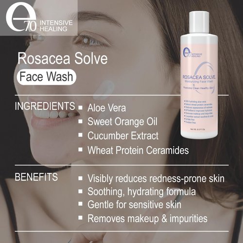 E70 Rosacea Solve Set - Rosacea Treatment Will Visibly Reduce Redness, Dermatitis, And Irritation - For All Skin Types - Includes Anti-Redness Face Cream, Facial Serum And Moisturizing Face Wash