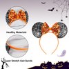 CONERY Halloween Mouse Ear Headband Orange Sequin Bow Hair Hoop Spider Web Hair band Hair Accessories for Halloween Decorations Party Supplies Headwear for Women Girls