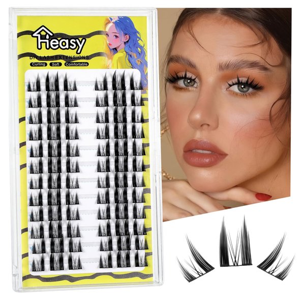 Manga Lashes Cluster, Natural Lash Clusters Fluffy Wispy 72pcs Manga Eyelash Clusters Self Application at Home