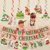 Drink Up Grinches Banner Drink Up Christmas Decorations Drink Up Christmas Banner Christmas Whoville Decorations Grinch Christmas Party Decorations