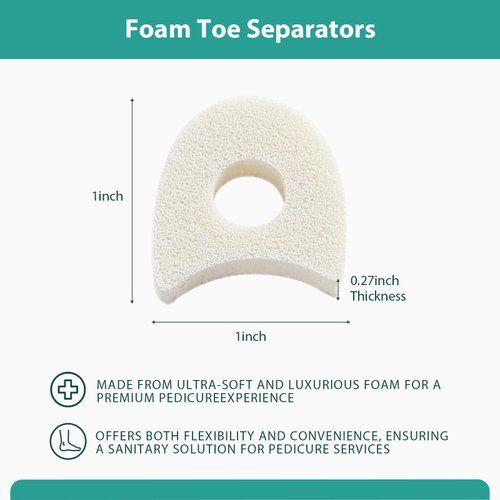 Welnove Foam Toe Separators - 40 Pack Toe Spacers for Corn, Blister, and Hammer Toe Relief - Breathable, Adhesive Options for Pain from Bunions, and Toe Overlap, toe spacers for men（1/4 Inch）