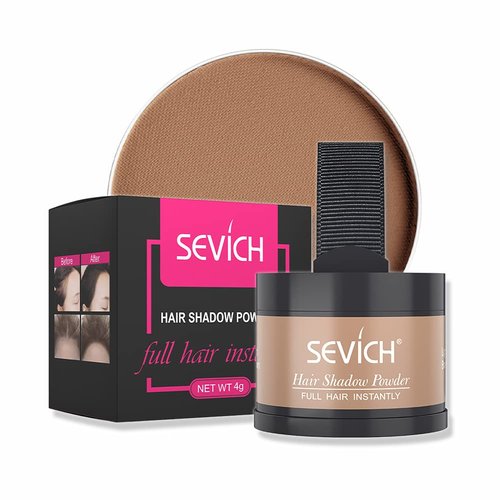 Instantly Hairline Shadow - SEVICH Hairline Powder, Quick Cover Grey Hair Root Concealer, Eyebrows & Beard Line, Hair Root Touch Up for Thinning Grey Hairline, Windproof&Sweatproof, Light Brown