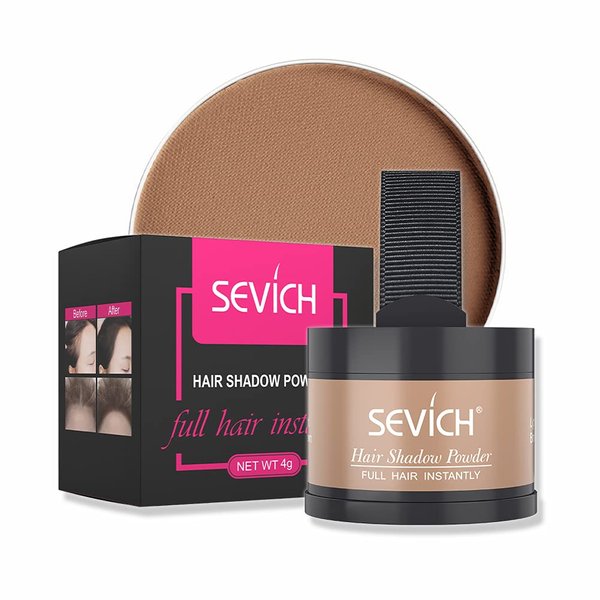 Instantly Hairline Shadow - SEVICH Hairline Powder, Quick Cover Grey Hair Root Concealer, Eyebrows & Beard Line, Hair Root Touch Up for Thinning Grey Hairline, Windproof&Sweatproof, Light Brown