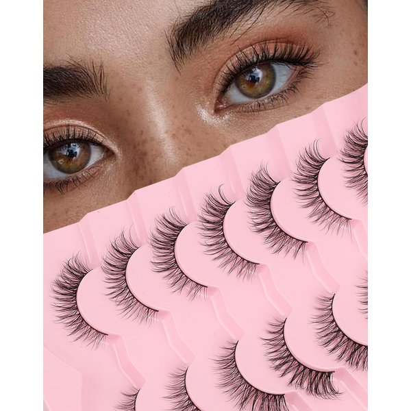 Lash natural wispy eyelashes, Frihappy false eyelashes, Wispy Strips, Faux Mink Lashes, black band lashes, pestañas postizas naturales, 7 pairs, Frihappy 2024 lashes #Vega