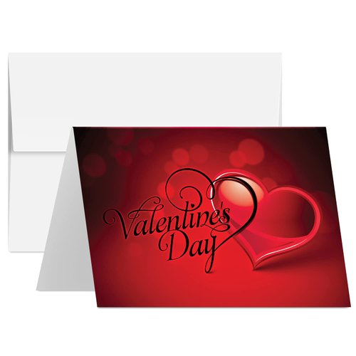 Happy Valentine’s Day Greeting Cards, Beautiful and Romantic Valentines Script Love Hearts Greetings for Husband, Wife, Boyfriend, Girlfriend | 5" x 7" | 25 per Pack