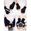 SATINIOR 3 Pairs Women Fingerless Gloves Winter Half Finger Knit Gloves for Women Men (Black, Dark Gray, Navy Blue)