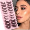 10 Pairs Wispy Lashes Pearl False Eyelashes Fluffy Natural Look False Eyelashes Thick Soft Curly Lash Extensions - Easy Application-Bling