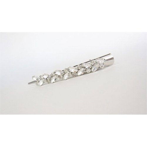 Generic Silver alligator hair claw clip with clusters of clear crystals (Length: 6)