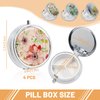 Modixun 4 Pack Elegant Small Pill Box, 3 Compartments Pill Case for Purse Pocket with Mirror, Metal Travel Portable Medicine Tablet Vitamin Holder Organizer Container, Style A