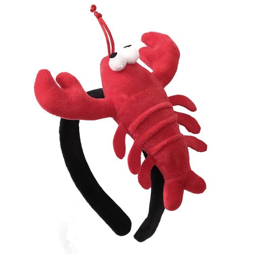 HAOZAIKEJI Funny Crab Lobster Headband Plush Animal Headpiece Wash Face Makeup Hair Hoop Theme Party Accessories