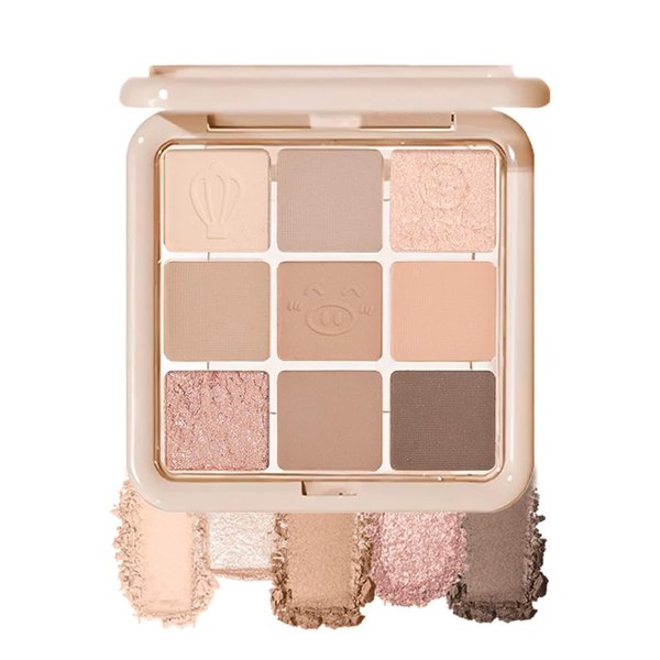 AMY'S DIARY Matte Shimmer Nude Pink Eye Shadow Palette Makeup,Eyeshadow Long Lasting Waterproof Cruelty-Free, 9 Blendable Shades in Smooth Finishes with Gorgeous Pearls for Girls (01#)