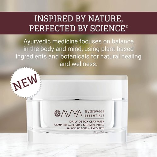 AVYA Hydroveda Essentials Daily Detox Clay Mask (1.7oz) - Bentonite Clay Treatment for Blemishes & Calming Camphor for Inflammation/Remove Impurities and Cleanse Pores