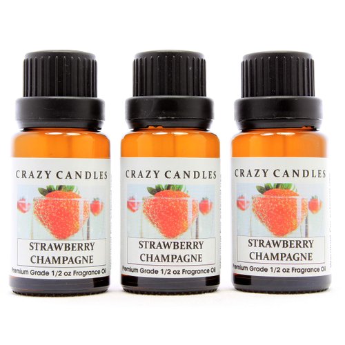 Crazy Candles Strawberry Champagne (Made in USA) 3 Bottles 1/2 FL Oz Each (15ml) Premium Grade Scented Fragrance Oil