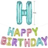 TONIFUL Happy Birthday Balloons Banner with Ribbon Straw, 16 Inch Mylar Letters Birthday Sign Banner Balloon Bunting Reusable for Girls Boys Kids & Adults Birthday Halloween Supplies（Rainbow）