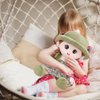 ikasus Plush Baby Doll Girl with Clothes, 13.7 Plush Stuffed Princess Dress Up Doll Plush Toy with Hat Princess Skirt, Cute Sweetheart Rag Doll Cozy Cuddle Soft Baby Girl Doll for Kids Babies Green