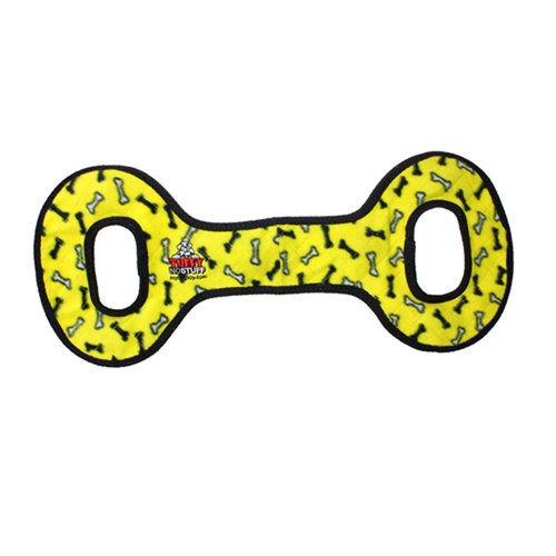 TUFFY - World's Tuffest Soft Dog Toy - NO Stuff Tug-O-War - Squeakers - Multiple Layers. Made Durable, Strong & Tough. Interactive Play (Tug, Toss & Fetch). Machine Washable & Floats (Yellow Bone)