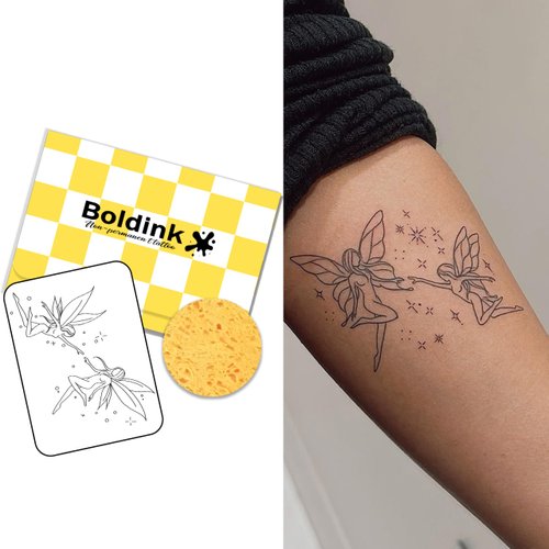 Boldink Semi-permanent tattoos, realistic fake tattoos, last 7-15 days, waterproof non-reflective temporary tattoo stickers, cruelty-free, uniquely designed exquisite packaging（Butterfly Fairy）
