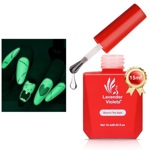 Lavender Violets 15ml Gel Top Coat Glow in the Dark, Luminous Clear Gel Polish Top Coat, Soak Off UV Nail Gel for Long Lasting Shine A103