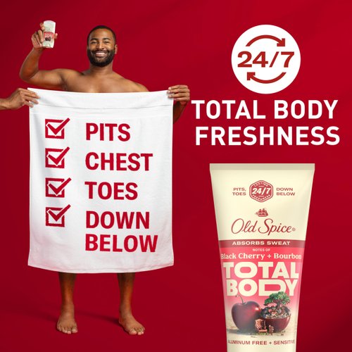 Old Spice Whole Body Deodorant for Men, Total Body Deodorant, Black Cherry + Bourbon Scent, Aluminum Free Deodorant Cream for 24/7 Freshness // Dermatologist Tested Whole Body Deodorant, 3.0 oz