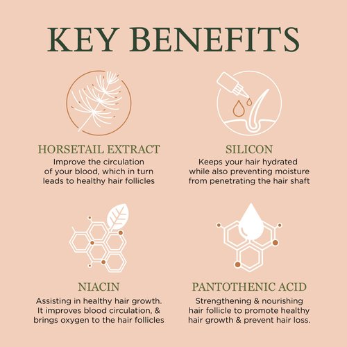 NOOR HAIR Healthy Hair Formula, Hair Growth Supplement Supporting Thick Hair and Fast Hair Regrowth. Vitamin C, B6, Zinc, Propietary Non-GMO & Gluten Free Womens Hair Loss Vitamins - 30 Day Supply