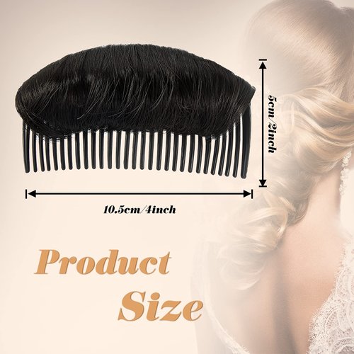 WILLBOND 3 Pieces Invisible False Hair Clips, Increased Hair Pad, Bump It Up Volume Hair Base Fluffy Princess Styling Insert Tool for Women Girls (Black)