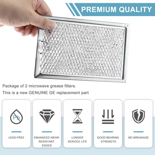 WB06X10309 Microwave Oven Grease Filter - Compatible with G.E Microwave Vent Filter Replacement by AMI PARTS - 7-5/8 x 5 x 3/32 Inch 4 Packs