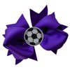 SOCCER BALL BOW Girls 4.5 Inch Grosgrain Soccer Hair Bow with Embroidered Soccer Ball By Funny Girl Designs (Purple)