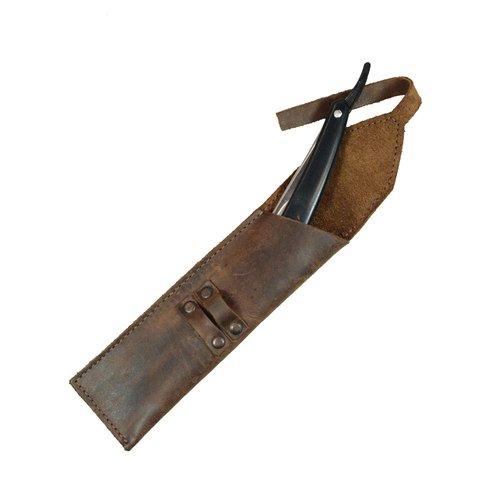 Hide & Drink Rustic Leather Straight Razor Case Handmade (Bourbon Brown)