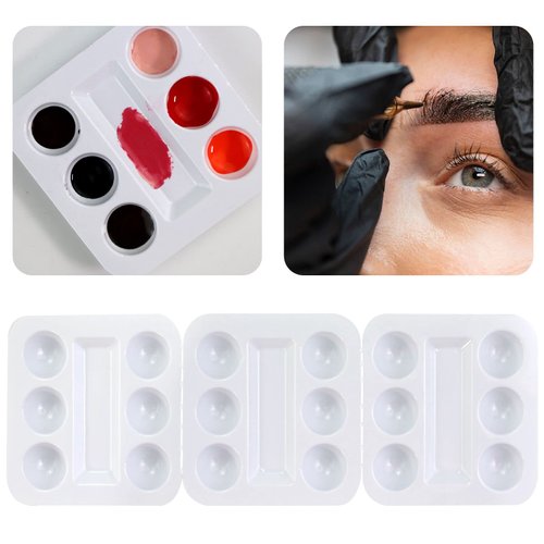 30pcs/Box Disposable Tattoo Ink Cups with 6 Holes Microblading Pigment Glue Holder Eyebrow Eyelash Extensions Permanent Makeup Container (1 Box)