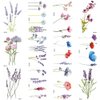 COKTAK 12Pieces/Lot 3D Watercolor Lavender Flower Temporary Tattoos For Women Body Art Arm Fake Flora Adults TattooSticker Waterproof Girls Tatoos