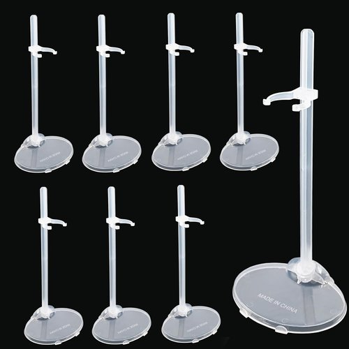 10 PCS Acrylic Doll Stands, Doll Display Stands with Adjustable Waist Clip, Transparent Doll Support Stand, Mini Doll Holder Stand for 11 to 13 Inch Dolls Action Figure Stand Doll Accessories (Clear)