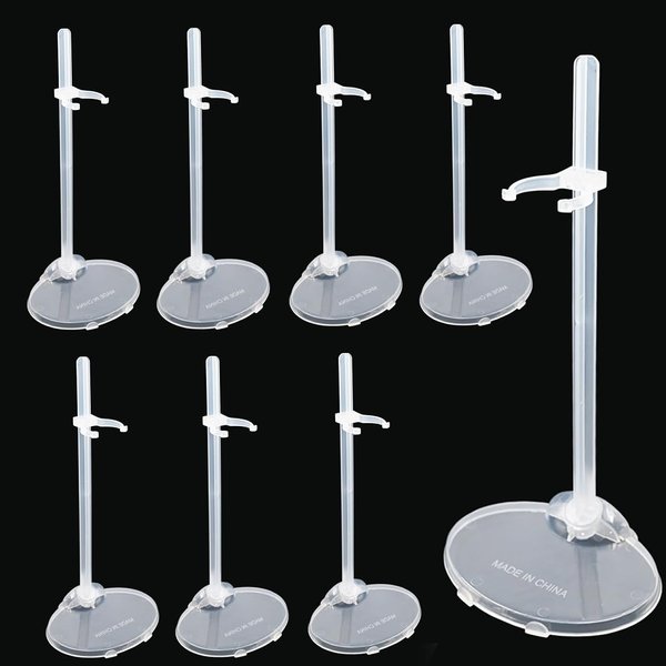 10 PCS Acrylic Doll Stands, Doll Display Stands with Adjustable Waist Clip, Transparent Doll Support Stand, Mini Doll Holder Stand for 11 to 13 Inch Dolls Action Figure Stand Doll Accessories (Clear)