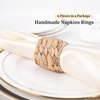 WOHIWO Napkin Rings Set of 6, Farmhouse Napkin Rings Table Decor Handmade by Natural Water Hyacinth, Fall Rustic Napkin Rings for Thanksgiving, Christmas, Wedding Table Decoration