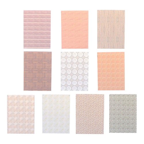 CosCosX 10 Sheets Dollhouse Floorboards Wallpaper Floor Paper Sticker Effect Paper Flooring Gloss Card Sheet Mini Wall Paper DIY 1/12 1/6 Scale Dolls House Real Life DIY Decor Dollhouse Accessories