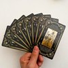 Qcsdckot Black Gold Tarot Cards Set, Tarot Cards for Beginners with Meanings on Them, Tarot Cards Deck with Guide Book, Gold Gilded Edges