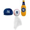 BEST PLUSH CAT TOY - MLB NEW YORK YANKEES Complete Set of 3 piece Cat Toys filled with Fresh Catnip. Incl: 1 Baseball Cap Cat Toy, 1 Baseball Cat Toy with Feathers & 1 Beer Bottle. Beautiful Team LOGO